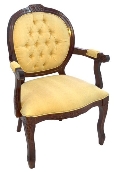 Poltrona Medalhão II Entalhada Verniz Capuccino + Cores