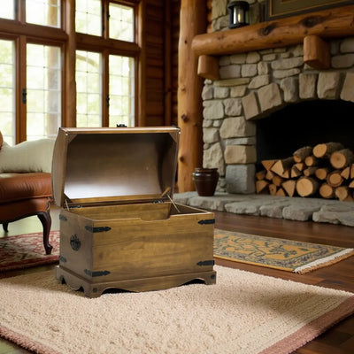 Baú com Tampo Curvo Verniz Imbuia + Cores