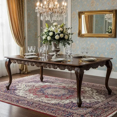 Mesa Entalhada Retangular Imperador Envelhecida + Cores