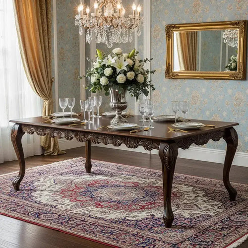 Mesa Entalhada Retangular Imperador Envelhecida + Cores