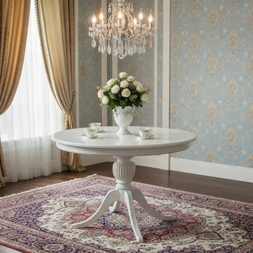 Mesa Entalhada Redonda Carla Provençal Branca 80/90/100/110cm + Cores