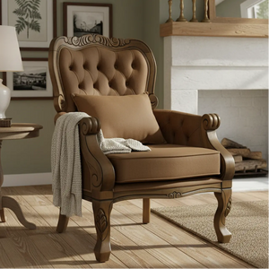 Poltrona Vitoriana Envelhecido e Marrom Amarelado + Cores