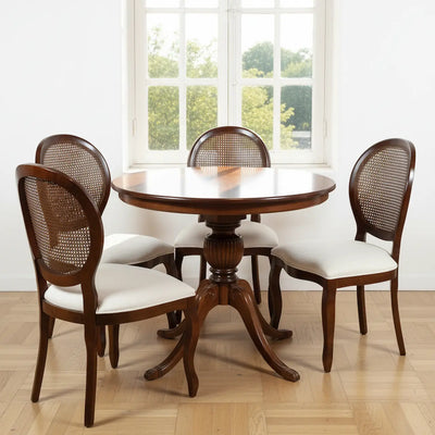 Sala de Jantar Compacta Carla 4 Lugares Medalhão com Tela Imbuia + Cores