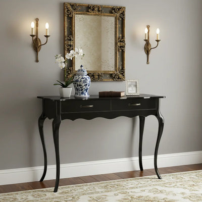 Aparador Clássico Luis XV 2 Gavetas Preto Fio de Ouro + Cores