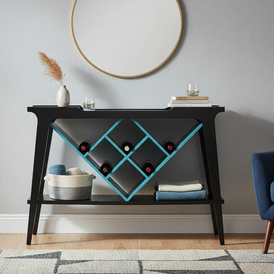 Aparador com Adega Preto com Azul Turquesa + Cores