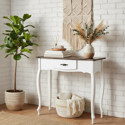 Aparador Luis XV 1 Gaveta - Branco com Tampo Imbuia + Cores