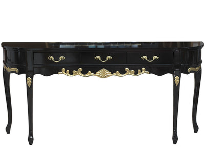 Aparador Oval Luis XV Entalhado 3 Gavetas Preto Brilho com Entalhes Dourados + Cores