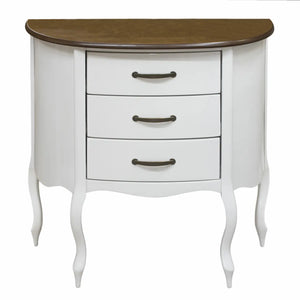 Aparador Meia Lua 3 Gavetas Branco e Imbuia + Cores