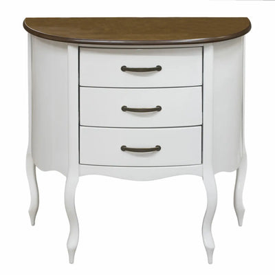 Aparador Meia Lua 3 Gavetas Branco e Imbuia + Cores