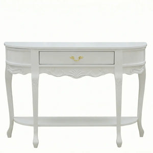 Aparador Oval Luis XV Entalhado 1 Gaveta Com Prateleira -  Branco Brilho + Cores