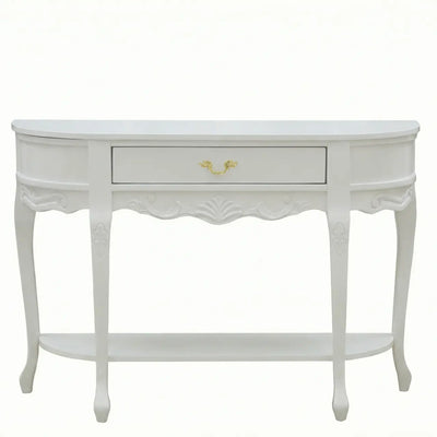 Aparador Oval Luis XV Entalhado 1 Gaveta Com Prateleira -  Branco Brilho + Cores