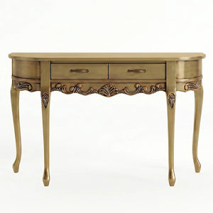 Aparador Oval Luis XV Entalhado 2 Gavetas e Sem Prateleira -  Dourado Envelhecido + Cores