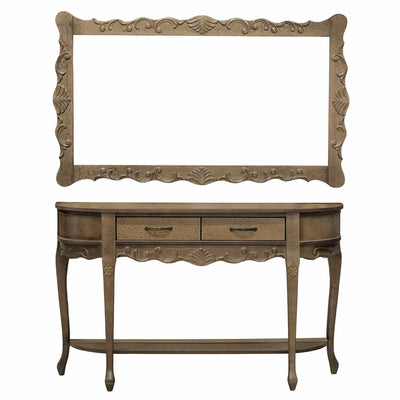 Aparador Oval Luis XV Entalhado 2 Gavetas com Moldura - Verniz Imbuia + Cores