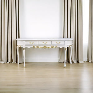 Aparador Oval Luis XV Entalhado 3 Gavetas Branco com Entalhes Dourados + Cores