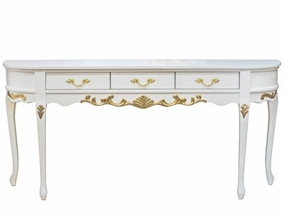 Aparador Oval Luis XV Entalhado 3 Gavetas Branco com Entalhes Dourados + Cores