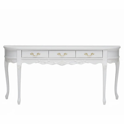 Aparador Oval Luis XV Entalhado 3 Gavetas Branco Fosco + Cores