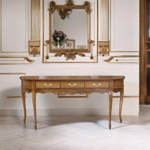 Aparador Oval Luis XV Entalhado 3 Gavetas Verniz Imbuia + Cores