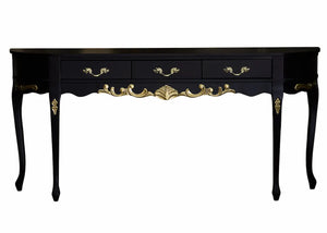 Aparador Oval Luis XV Entalhado 3 Gavetas Preto Fosco com Entalhes Dourados + Cores