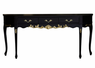 Aparador Oval Luis XV Entalhado 3 Gavetas Preto Fosco com Entalhes Dourados + Cores
