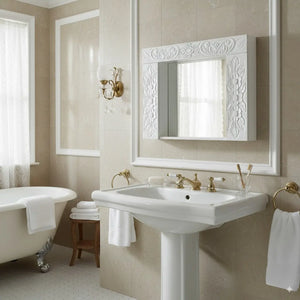 Armário Suspenso Entalhado 2 Portas com Espelho Branco + Cores