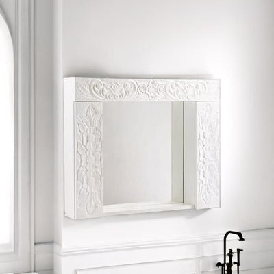 Armário Suspenso Entalhado 2 Portas com Espelho Branco + Cores