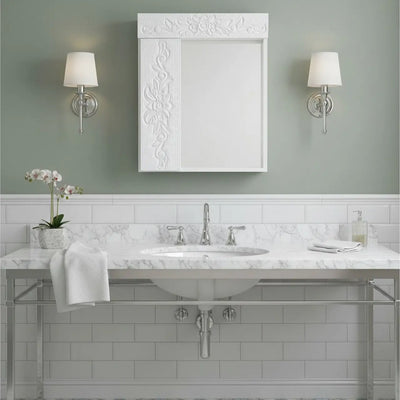 Armário Suspenso Entalhado 1 Porta com Espelho Branco + Cores