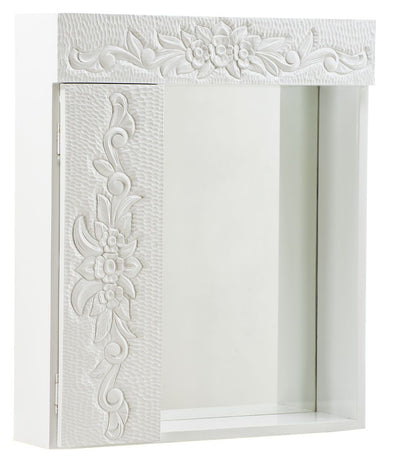 Armário Suspenso Entalhado 1 Porta com Espelho Branco + Cores