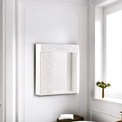 Armário Suspenso Entalhado 1 Porta com Espelho Branco + Cores