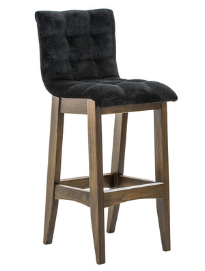 Banqueta Alta Estofada com Encosto 10 Pontos Preta e Verniz + Cores