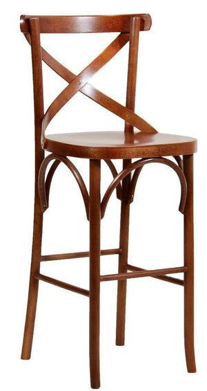 Banqueta X Anatômica Alta com Encosto - Imbuia + Cores