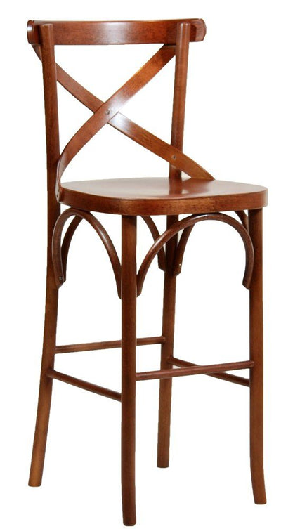 Banqueta X Anatômica Alta com Encosto - Imbuia + Cores