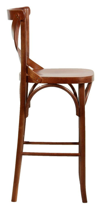 Banqueta X Anatômica Alta com Encosto - Imbuia + Cores