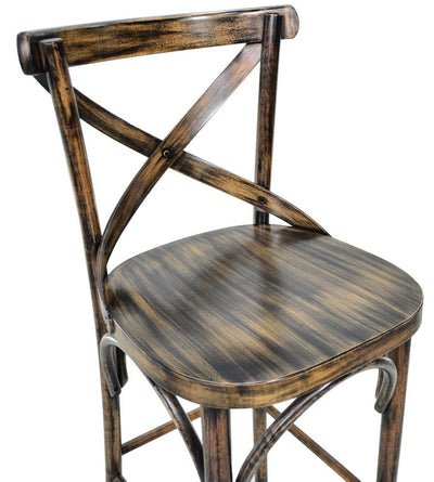 Banqueta X Anatômica Alta com Encosto - Envelhecida + Cores