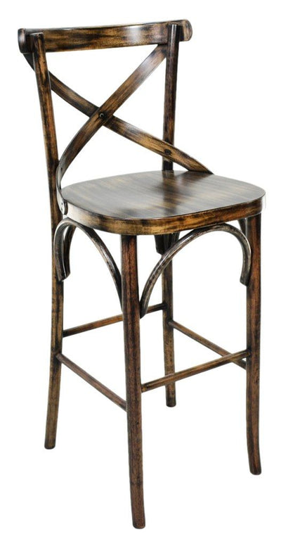 Banqueta X Anatômica Alta com Encosto - Envelhecida + Cores