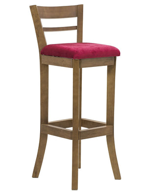 Banqueta Alta com Encosto Imbuia e Vermelho + Cores
