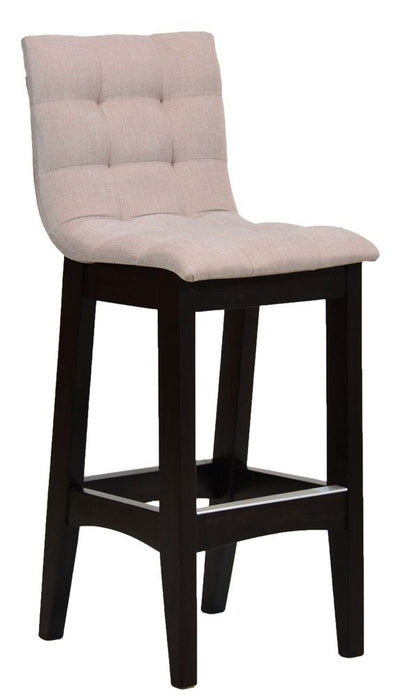 Banqueta Alta Estofada com Encosto 10 Pontos Capuccino e Linho + Opções