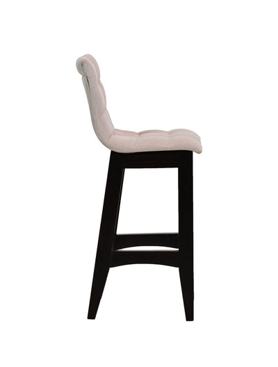 Banqueta Alta Estofada com Encosto 10 Pontos Capuccino e Linho + Opções