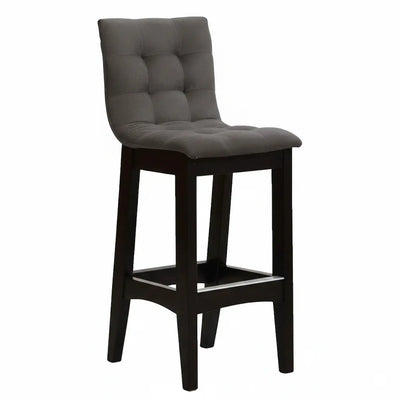 Banqueta Alta Estofada com Encosto 10 Pontos Capuccino e Aveludado Liso Cinza Escuro + Opções