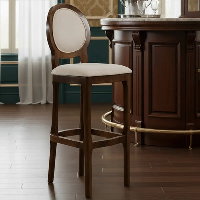 Banqueta Medalhão Alta Imbuia e Creme + Cores