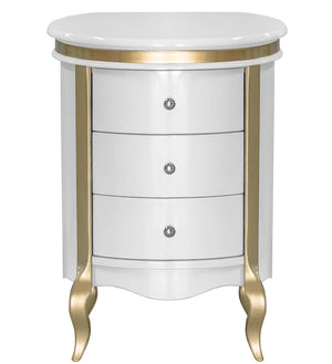 Cômoda Barrica Paris 3 Gavetas Branca com Detalhes Dourados + Cores