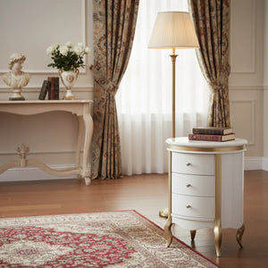 Cômoda Barrica Paris 3 Gavetas Branca com Detalhes Dourados + Cores