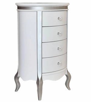 Cômoda Barrica Paris 4 Gavetas Branca e Prata+ Cores