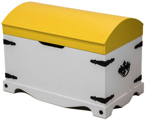 Baú com Tampo Curvo Branco e Amarelo + Cores