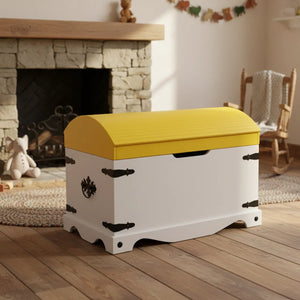 Baú com Tampo Curvo Branco e Amarelo + Cores