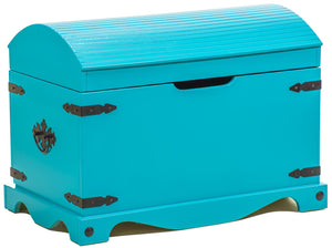 Baú com Tampo Curvo Azul Turquesa + Cores