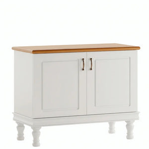 Buffet Safari 2 Portas - Branco Fosco e Tampo Verniz Mel + Cores