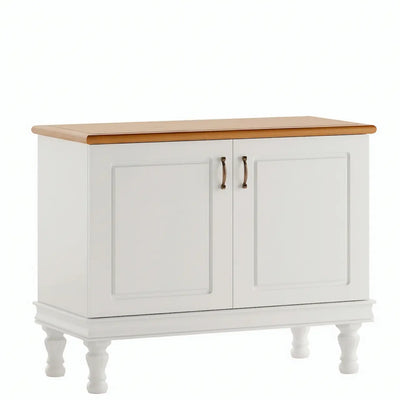 Buffet Safari 2 Portas - Branco Fosco e Tampo Verniz Mel + Cores