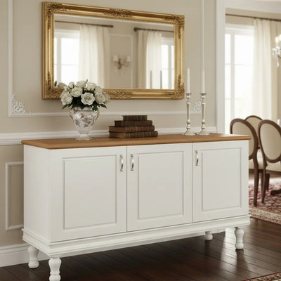 Buffet Safari 3 Portas e Gaveta 150cm - Branco e Mel + Cores