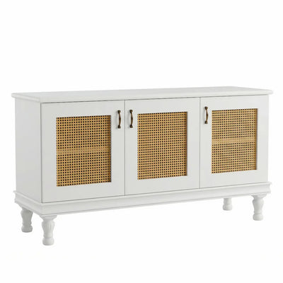 Buffet Safari 3 Portas com Tela e Gaveta Interna 150cm - Branco Fosco + Cores