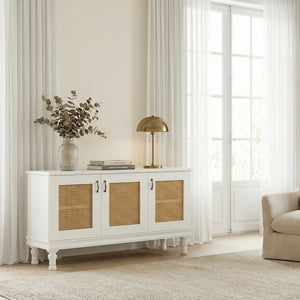 Buffet Safari 3 Portas com Tela e Gaveta Interna 150cm - Branco Fosco + Cores